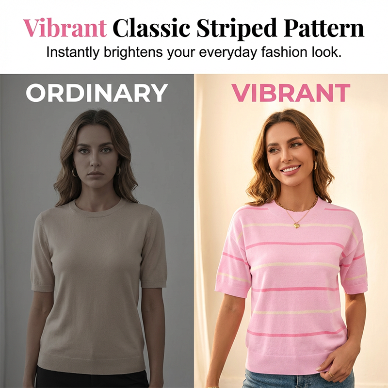 🥳2026 HOT SALE🥳💞Women's Classic Striped Short-Sleeve T-Shirt