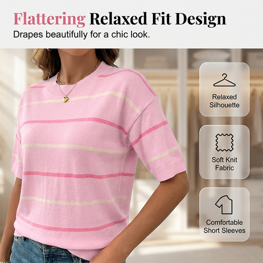 🥳2026 HOT SALE🥳💞Women's Classic Striped Short-Sleeve T-Shirt