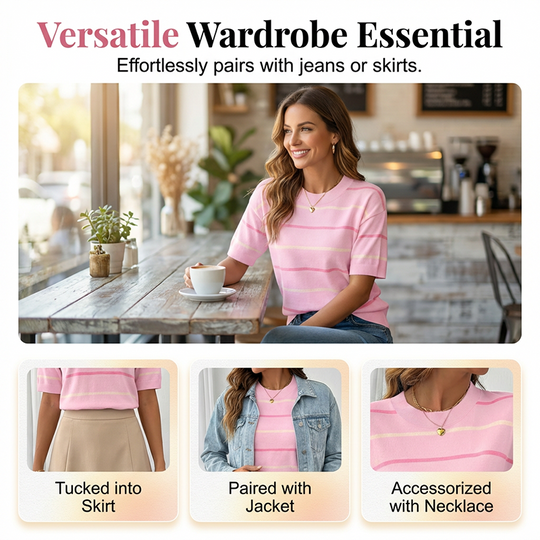 🥳2026 HOT SALE🥳💞Women's Classic Striped Short-Sleeve T-Shirt