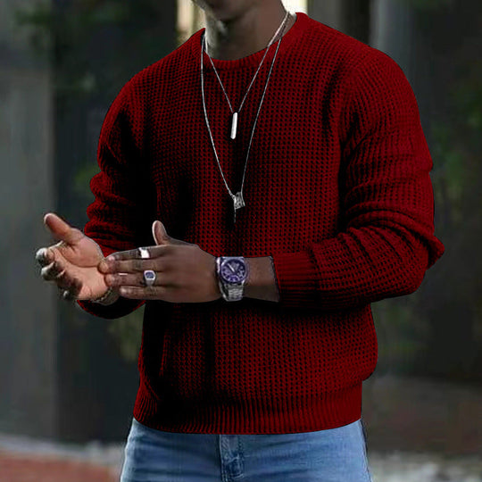 ✨Timeless Comfort | Men's Soft Crew-Neck Sweater with Ribbed Hem