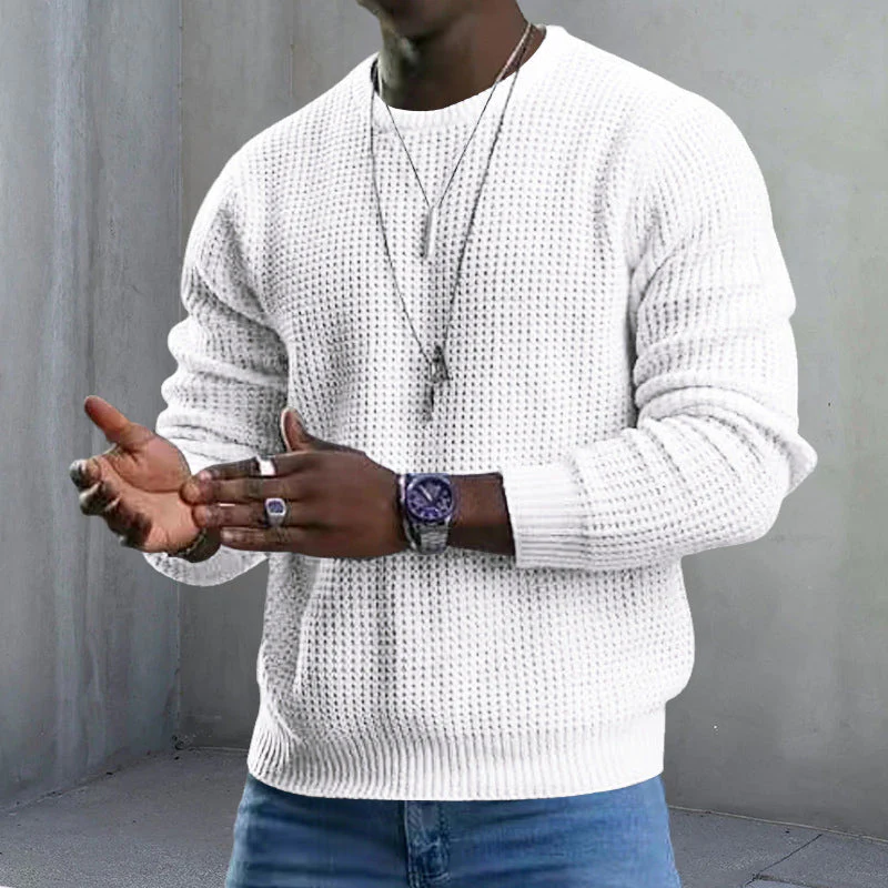 ✨Timeless Comfort | Men's Soft Crew-Neck Sweater with Ribbed Hem