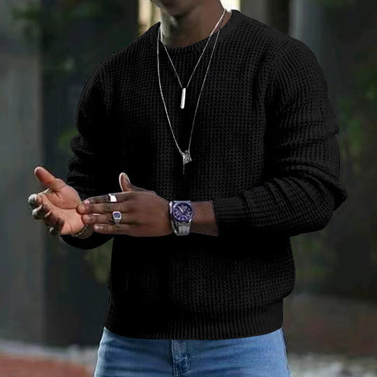 ✨Timeless Comfort | Men's Soft Crew-Neck Sweater with Ribbed Hem