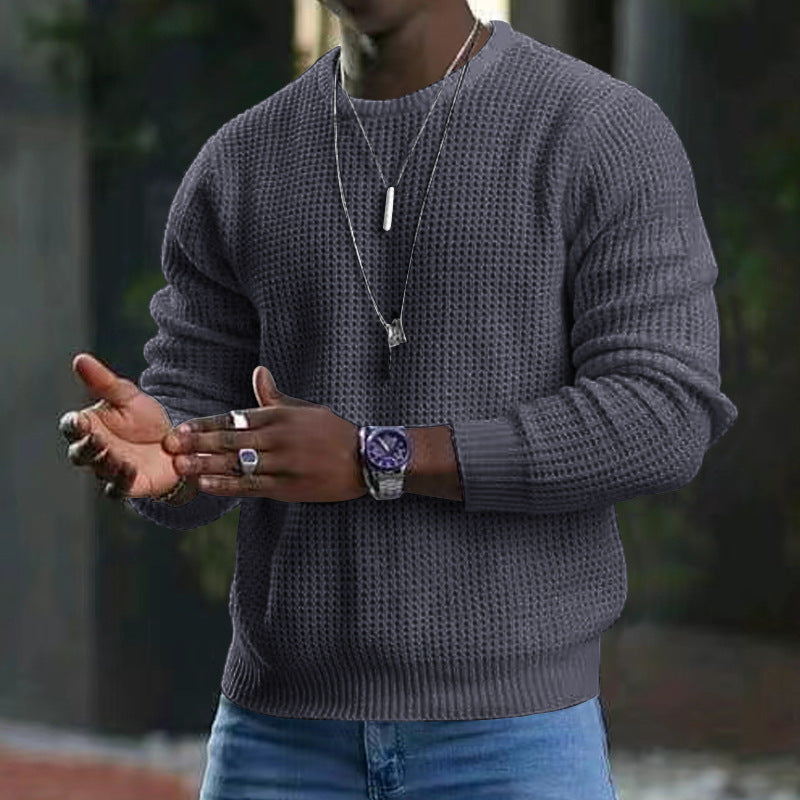 ✨Timeless Comfort | Men's Soft Crew-Neck Sweater with Ribbed Hem