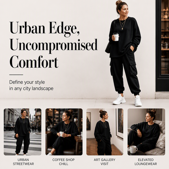 ⏳ LAST DAY SALE ONLY ￡25.99!!🔥Women's Casual Crew Neck Top & Cargo Pants Set
