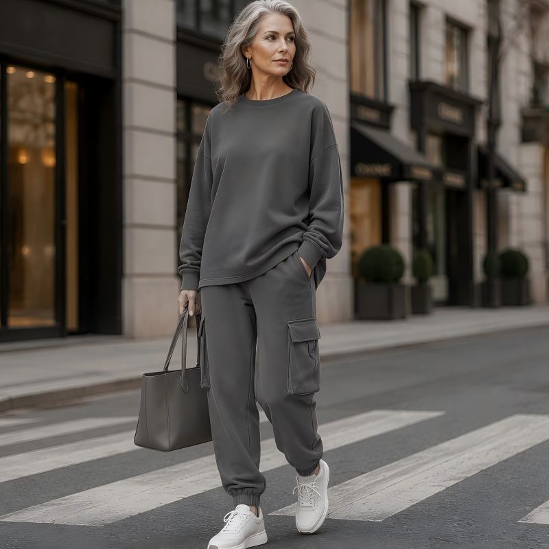 ⏳ LAST DAY SALE ONLY ￡25.99!!🔥Women's Casual Crew Neck Top & Cargo Pants Set