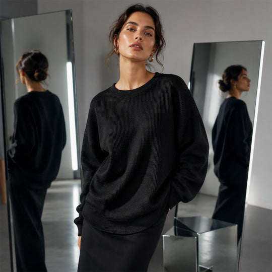 💥Limited Hot Sales - Only ￡15.99😍👚Seasonal Style - Waffle Texture Sweatshirt – Easy Breezy Fit & Classic Style for Any Casual Look