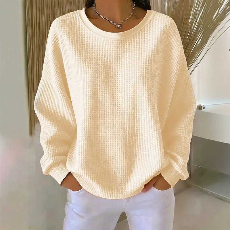 💥Limited Hot Sales - Only ￡15.99😍👚Seasonal Style - Waffle Texture Sweatshirt – Easy Breezy Fit & Classic Style for Any Casual Look