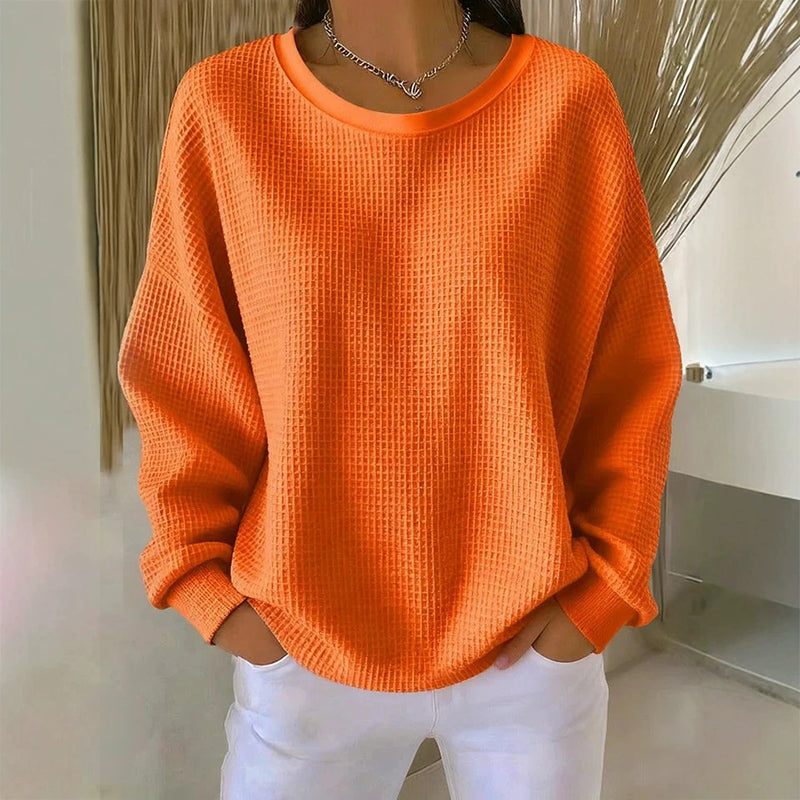💥Limited Hot Sales - Only ￡15.99😍👚Seasonal Style - Waffle Texture Sweatshirt – Easy Breezy Fit & Classic Style for Any Casual Look