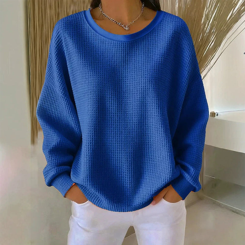 💥Limited Hot Sales - Only ￡15.99😍👚Seasonal Style - Waffle Texture Sweatshirt – Easy Breezy Fit & Classic Style for Any Casual Look
