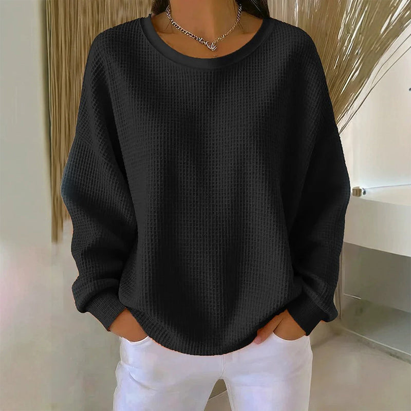 💥Limited Hot Sales - Only ￡15.99😍👚Seasonal Style - Waffle Texture Sweatshirt – Easy Breezy Fit & Classic Style for Any Casual Look