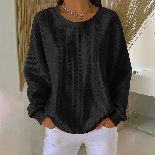 💥Limited Hot Sales - Only ￡15.99😍👚Seasonal Style - Waffle Texture Sweatshirt – Easy Breezy Fit & Classic Style for Any Casual Look