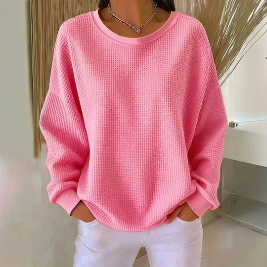 💥Limited Hot Sales - Only ￡15.99😍👚Seasonal Style - Waffle Texture Sweatshirt – Easy Breezy Fit & Classic Style for Any Casual Look