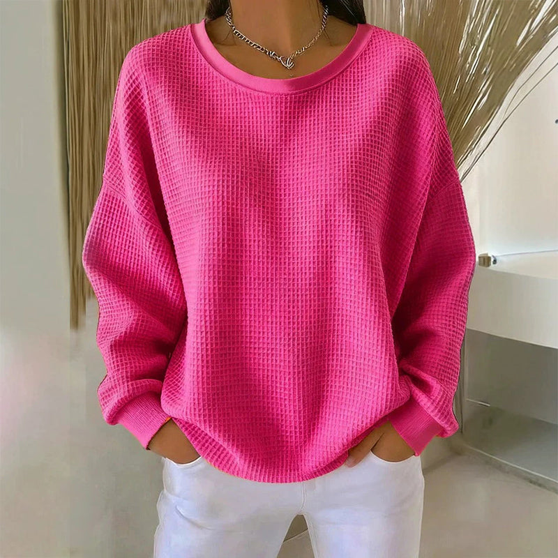 💥Limited Hot Sales - Only ￡15.99😍👚Seasonal Style - Waffle Texture Sweatshirt – Easy Breezy Fit & Classic Style for Any Casual Look