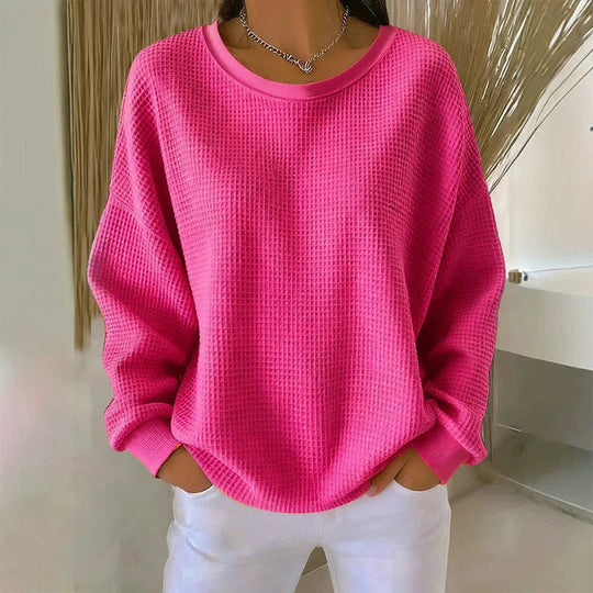 💥Limited Hot Sales - Only ￡15.99😍👚Seasonal Style - Waffle Texture Sweatshirt – Easy Breezy Fit & Classic Style for Any Casual Look