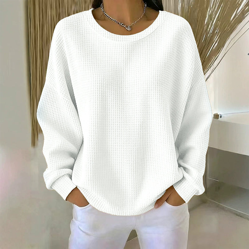 💥Limited Hot Sales - Only ￡15.99😍👚Seasonal Style - Waffle Texture Sweatshirt – Easy Breezy Fit & Classic Style for Any Casual Look