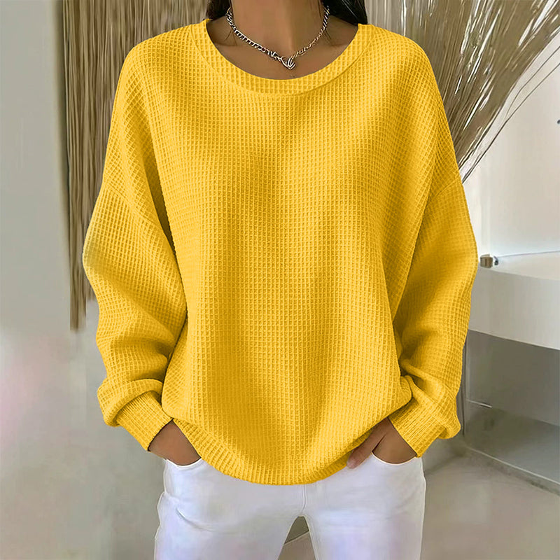 💥Limited Hot Sales - Only ￡15.99😍👚Seasonal Style - Waffle Texture Sweatshirt – Easy Breezy Fit & Classic Style for Any Casual Look