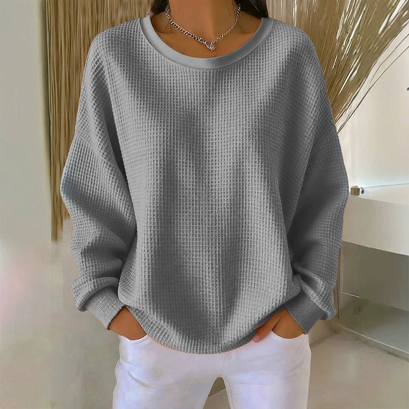 💥Limited Hot Sales - Only ￡15.99😍👚Seasonal Style - Waffle Texture Sweatshirt – Easy Breezy Fit & Classic Style for Any Casual Look