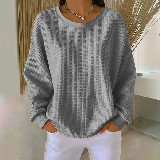 💥Limited Hot Sales - Only ￡15.99😍👚Seasonal Style - Waffle Texture Sweatshirt – Easy Breezy Fit & Classic Style for Any Casual Look