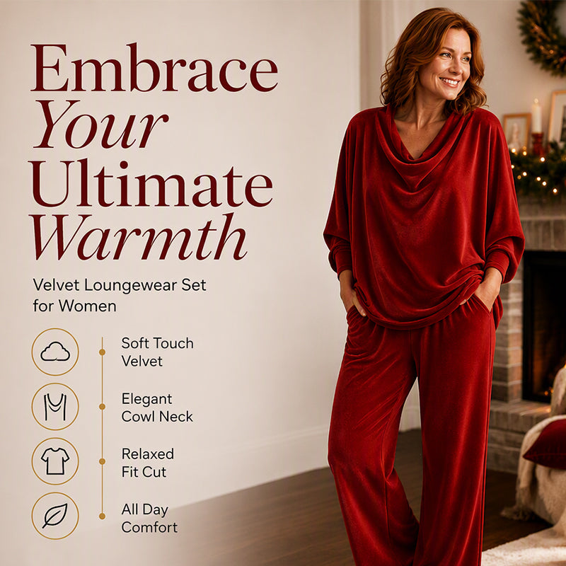 🏆LAST DAY SALE 50% OFF🔥🍂 Women's Cowl Neck Top and Wide-Leg Pants Set – Effortless Elegance for Autumn