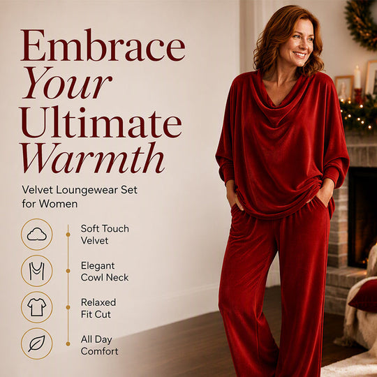 🏆LAST DAY SALE 50% OFF🔥🍂 Women's Cowl Neck Top and Wide-Leg Pants Set – Effortless Elegance for Autumn