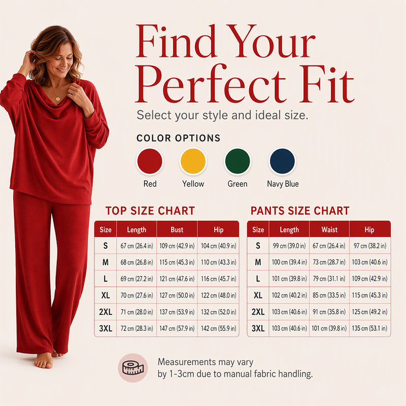 🏆LAST DAY SALE 50% OFF🔥🍂 Women's Cowl Neck Top and Wide-Leg Pants Set – Effortless Elegance for Autumn