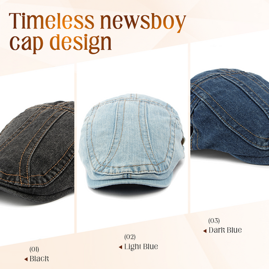 🎉 This Week's Special Sales - 60% OFF ✨🧢 Unisex Denim Newsboy Cap | Vintage Classic Style, Adjustable Comfort Fit for Everyday Wear