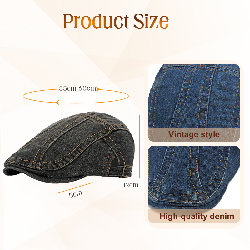 🎉 This Week's Special Sales - 60% OFF ✨🧢 Unisex Denim Newsboy Cap | Vintage Classic Style, Adjustable Comfort Fit for Everyday Wear