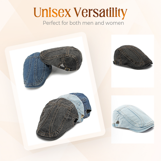 🎉 This Week's Special Sales - 60% OFF ✨🧢 Unisex Denim Newsboy Cap | Vintage Classic Style, Adjustable Comfort Fit for Everyday Wear