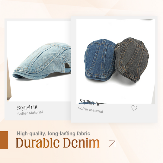 🎉 This Week's Special Sales - 60% OFF ✨🧢 Unisex Denim Newsboy Cap | Vintage Classic Style, Adjustable Comfort Fit for Everyday Wear