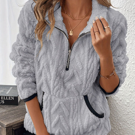 🔥Half-Zip Fuzzy Sweatshirt 🍂 | Cloud-Soft + Roomy Pockets – Comfy Daily/Lounge
