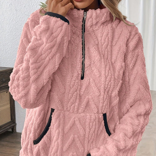 🔥Half-Zip Fuzzy Sweatshirt 🍂 | Cloud-Soft + Roomy Pockets – Comfy Daily/Lounge