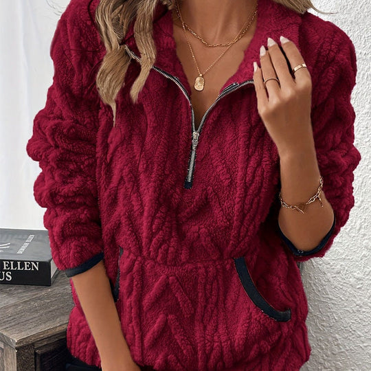🔥Half-Zip Fuzzy Sweatshirt 🍂 | Cloud-Soft + Roomy Pockets – Comfy Daily/Lounge