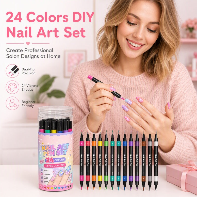 💕LAST DAY-50% OFF🌈24 Colors Dual Ended Nail Art Pens Set3