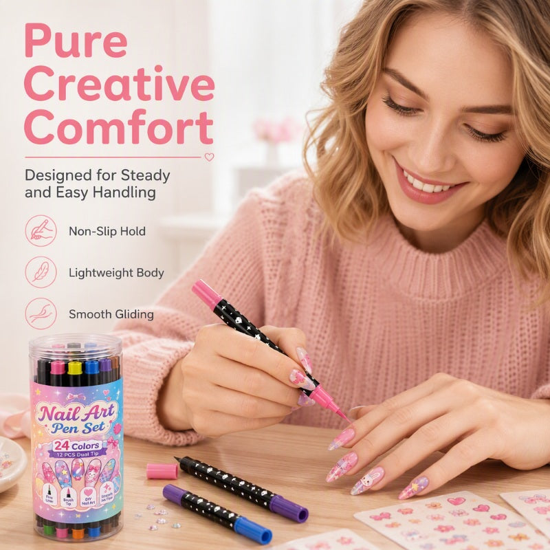 💕LAST DAY-50% OFF🌈24 Colors Dual Ended Nail Art Pens Set3