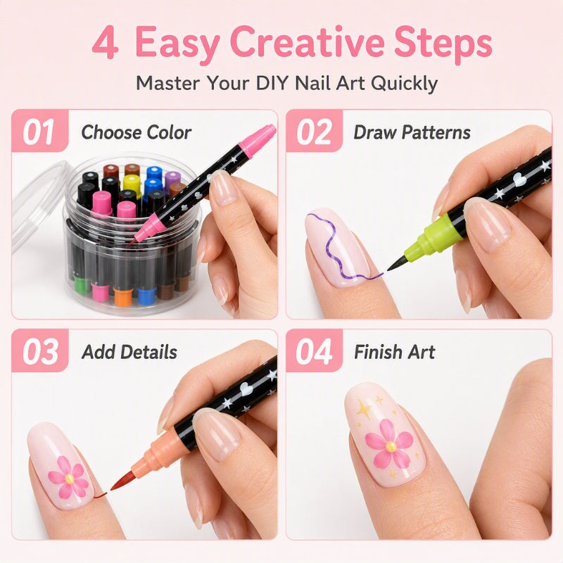 💕LAST DAY-50% OFF🌈24 Colors Dual Ended Nail Art Pens Set3