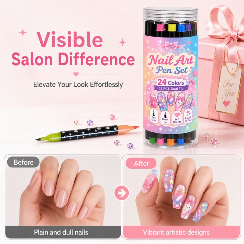 💕LAST DAY-50% OFF🌈24 Colors Dual Ended Nail Art Pens Set3