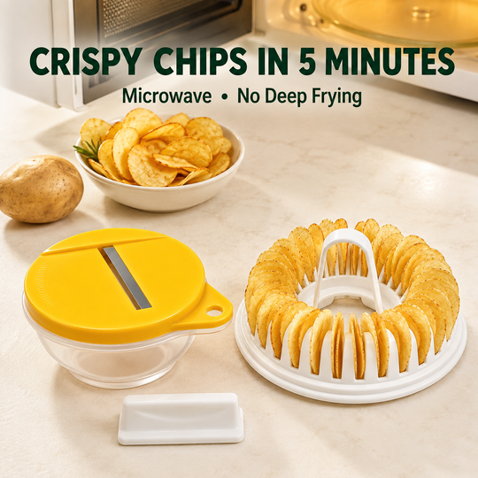 🥔DIY Microwave Potato Chip Maker with Slicer Bowl Set