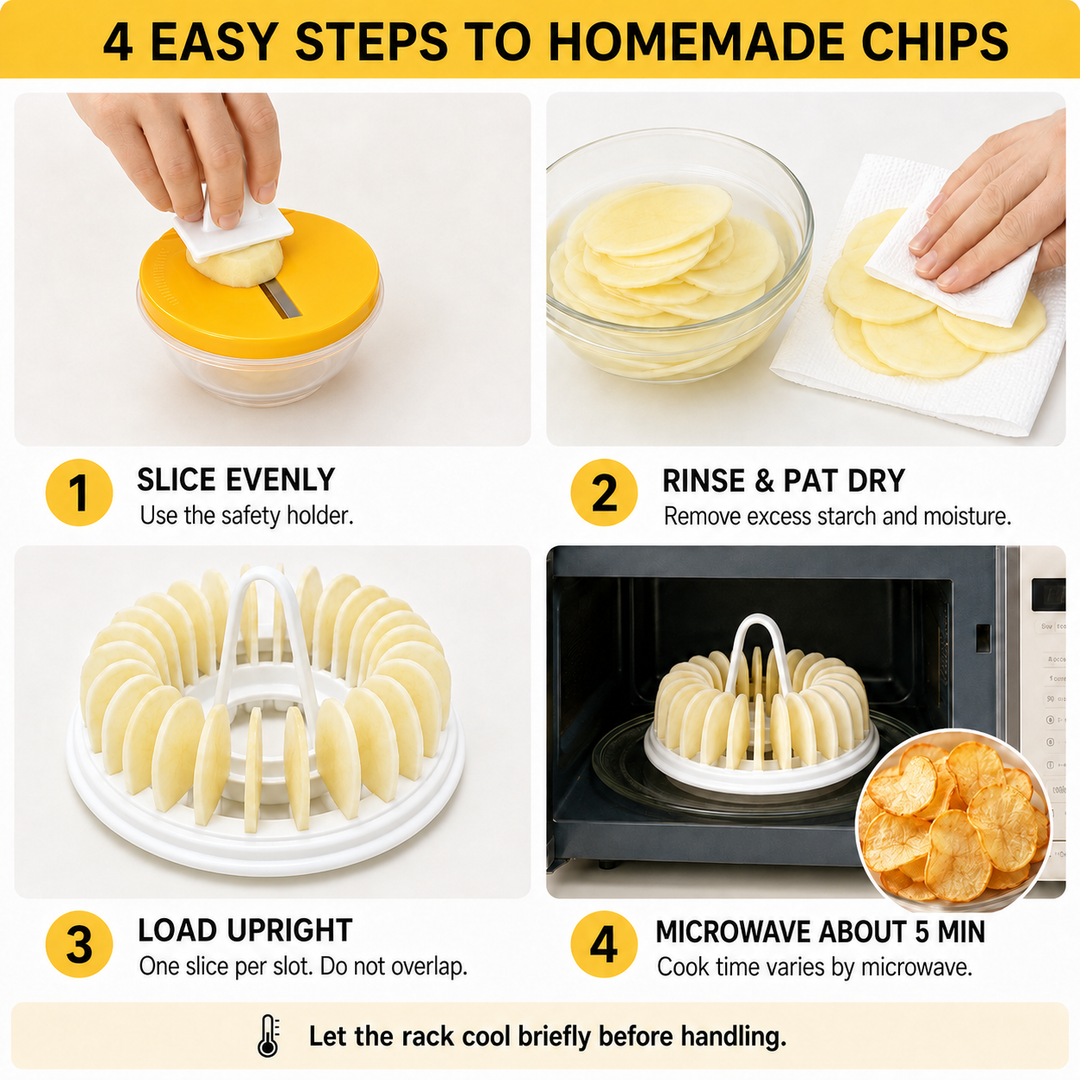 🥔DIY Microwave Potato Chip Maker with Slicer Bowl Set