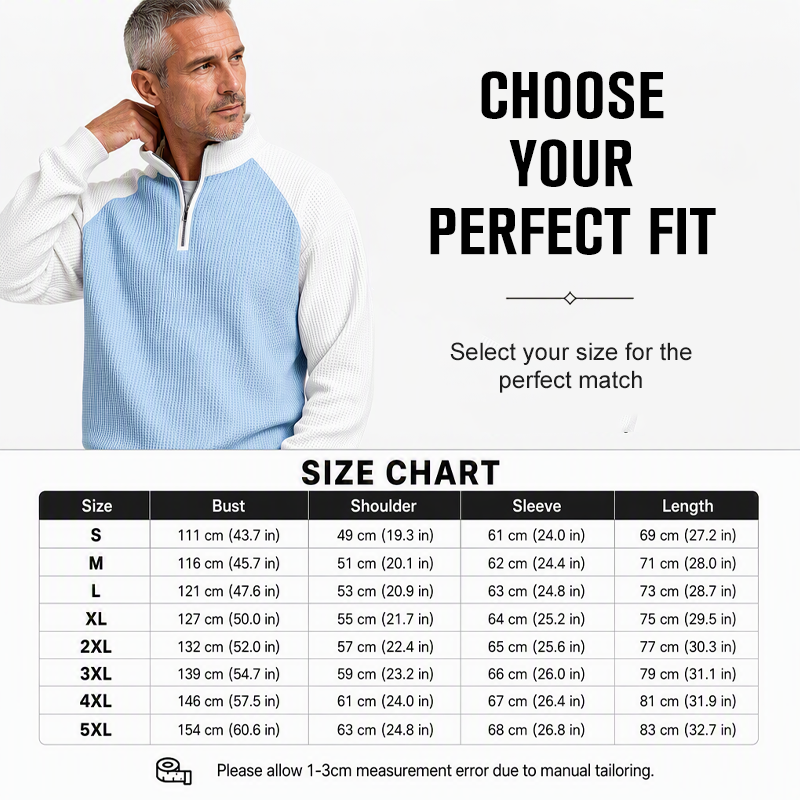 🔥Limited time offer✨Men's Waffle Knit Quarter Zip T-Shirt