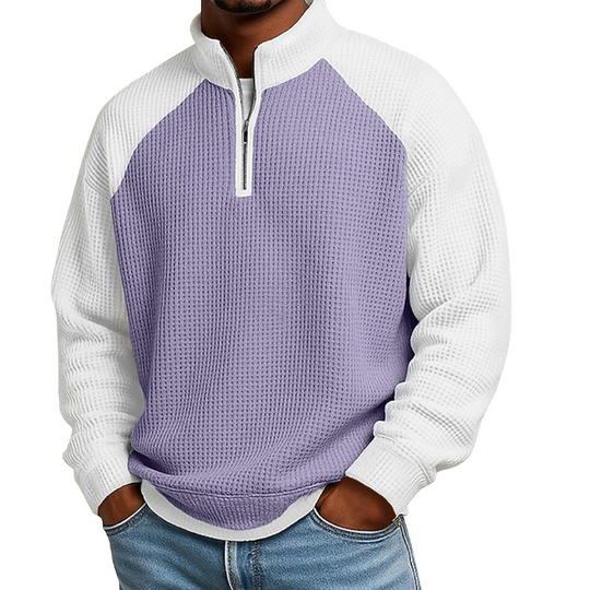 🔥Limited time offer✨Men's Waffle Knit Quarter Zip T-Shirt