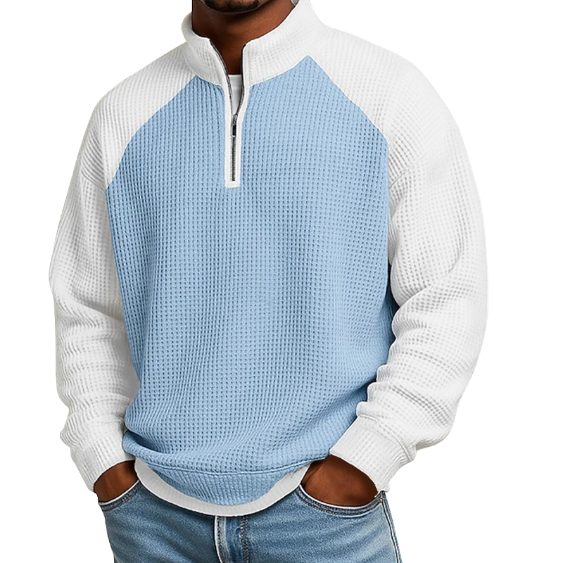 🔥Limited time offer✨Men's Waffle Knit Quarter Zip T-Shirt