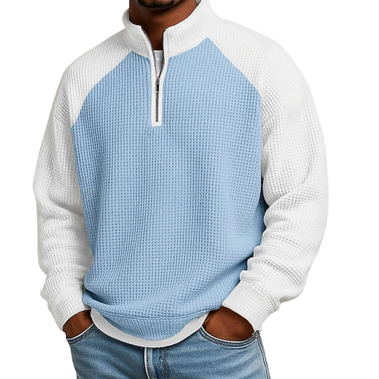 🔥Limited time offer✨Men's Waffle Knit Quarter Zip T-Shirt