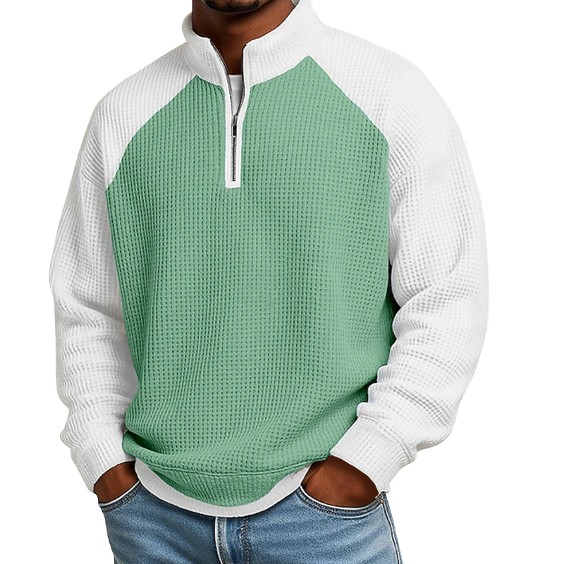 🔥Limited time offer✨Men's Waffle Knit Quarter Zip T-Shirt