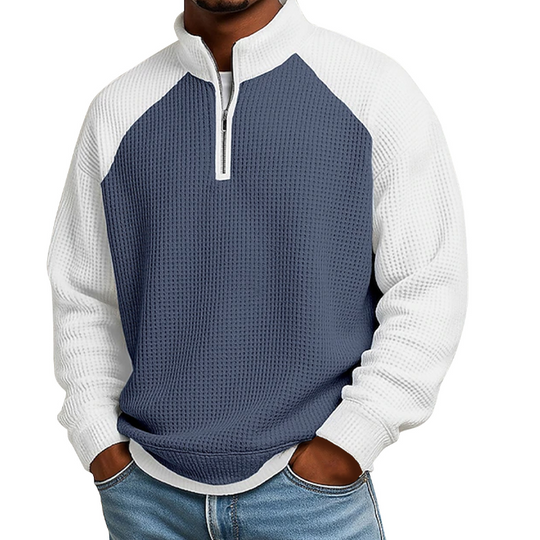 🔥Limited time offer✨Men's Waffle Knit Quarter Zip T-Shirt