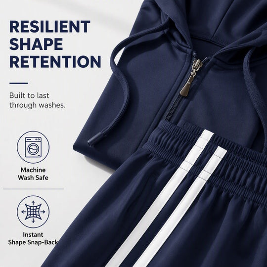 💕 Sporty Everyday Comfort | Women's Striped Zip-Up Hoodie & Pants 2-Piece Set