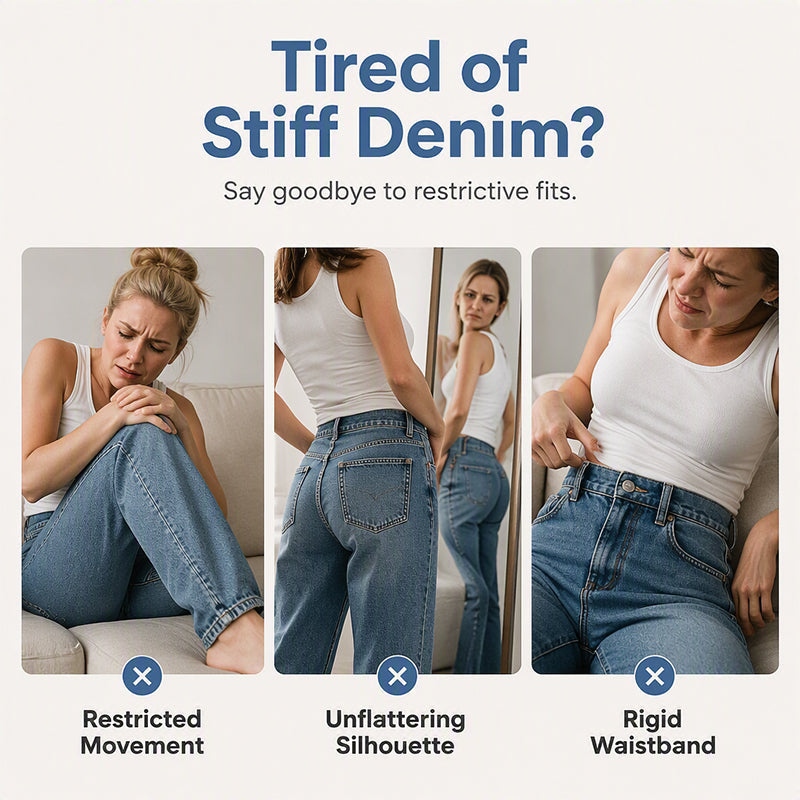 ✨ Flattering Denim Style ☁️ Women's High-Waisted Adjustable-Hem Barrel Jeans