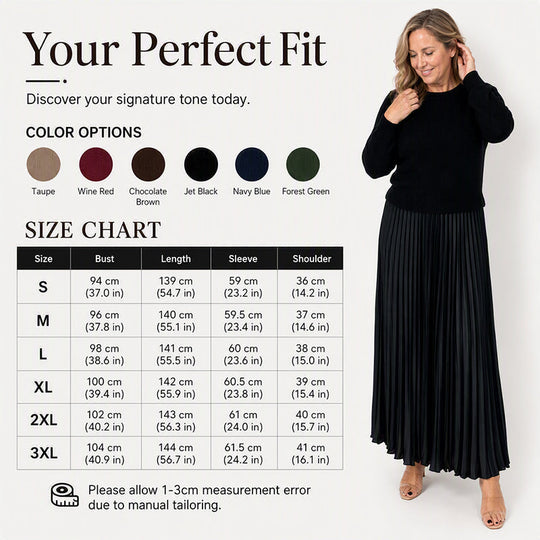 🍂Women's Solid Color Long Sleeve Jumper & Pleated Bottom Dress