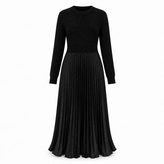 🍂Women's Solid Color Long Sleeve Jumper & Pleated Bottom Dress