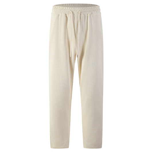 👖 Pull On & Go | Men's Waffle-Knit Drawstring Straight-Leg Pants