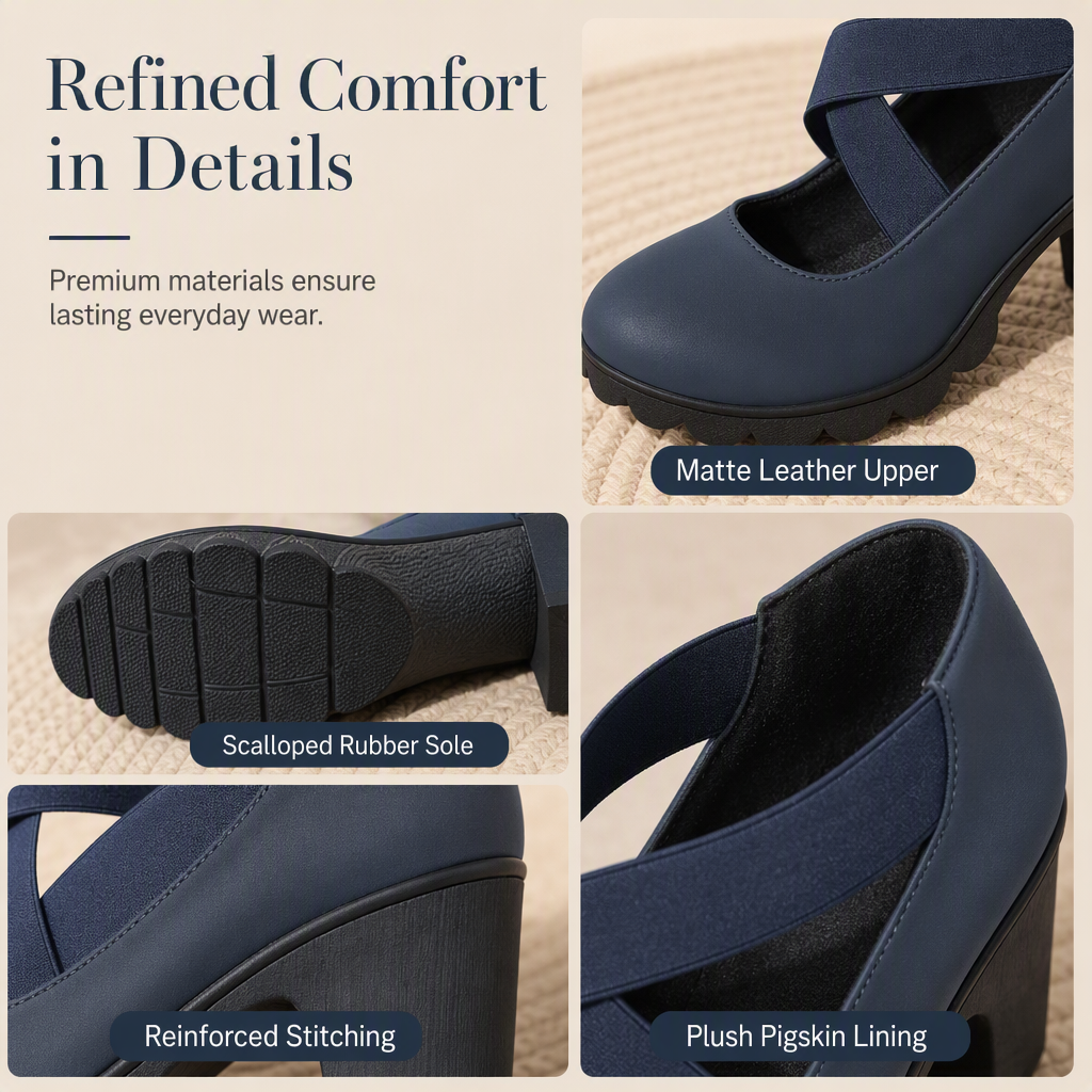 📢📢69% Off!!!🎉✨Women's Mary Jane shoes with a round toe, crisscross straps, block heel, platform, and cutouts, high heels
